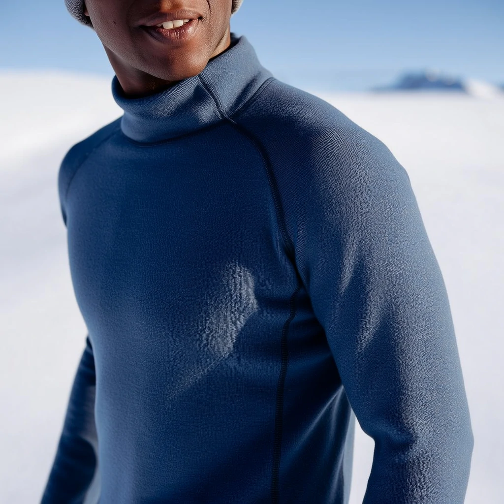 Merino wool base layer in cold weather conditions