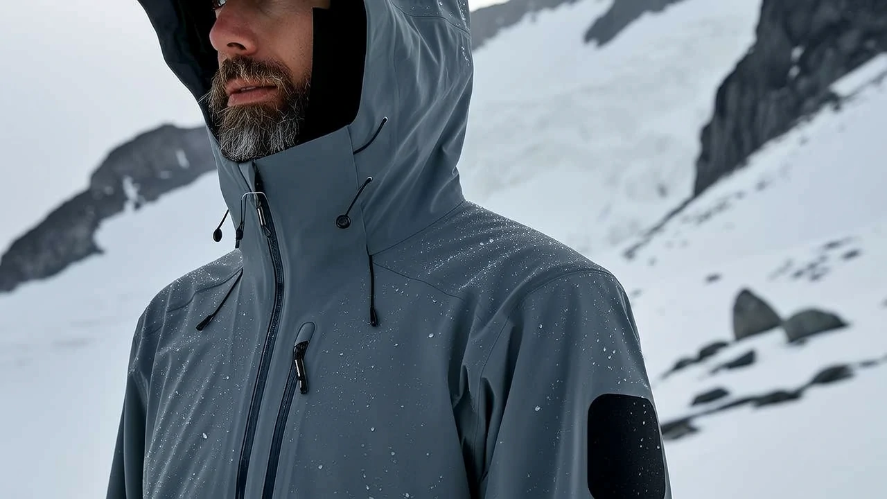 Gore-Tex waterproof jacket in alpine environment