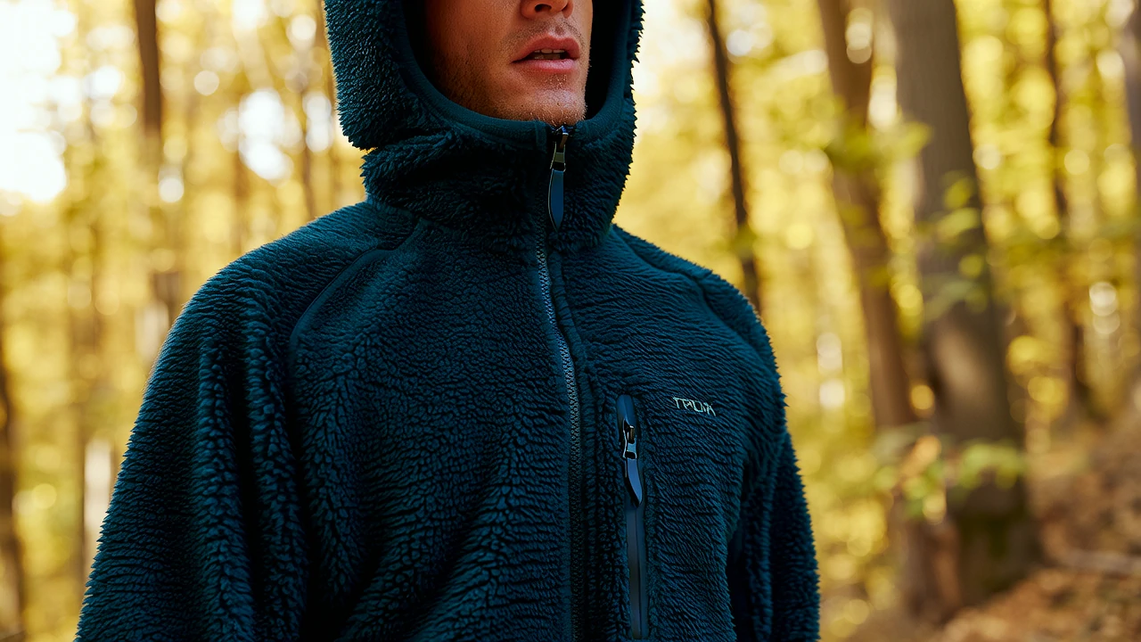 Performance fleece mid-layer during hiking