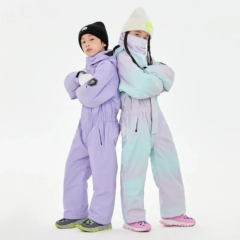 Padded One Piece Kids Skiing Jumpsuit