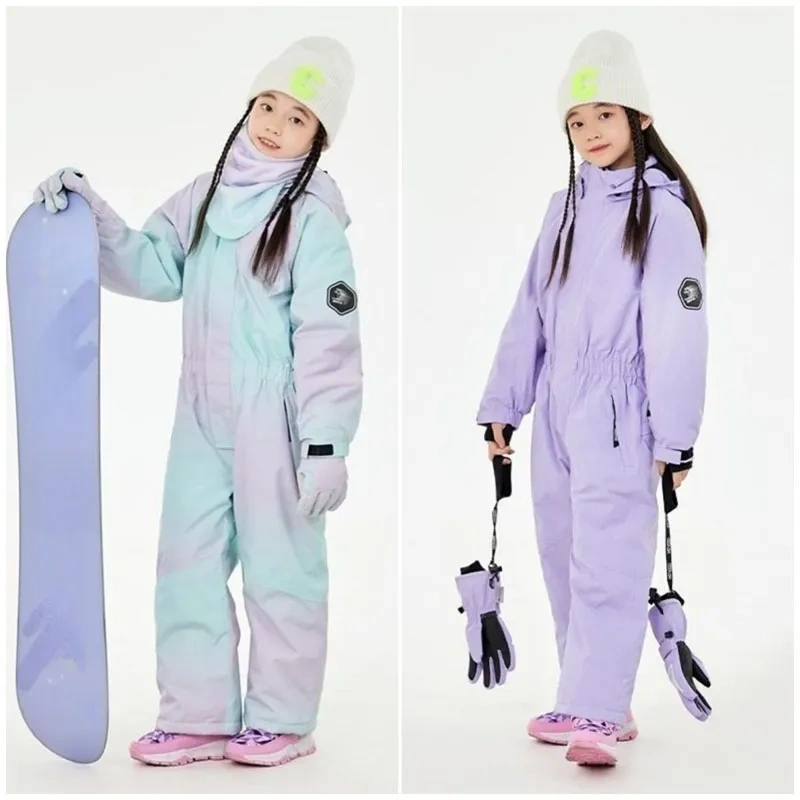 Padded One Piece Kids Skiing Jumpsuit